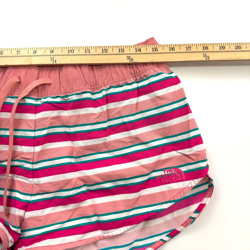 NEW The North Face Women’s Sz M Nylon Water Shorts Swimwear Striped Pink Unlined - Picture 8 of 11